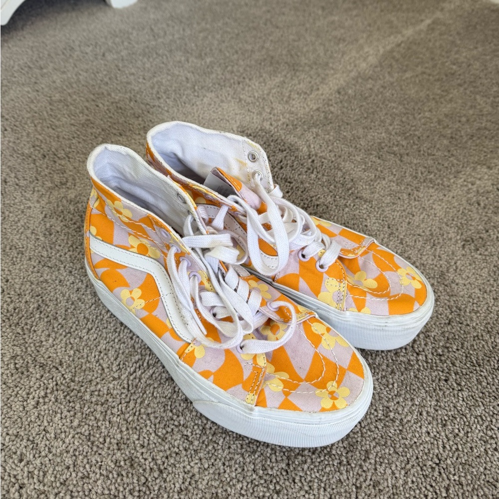 Vans Women's Orange Floral High-Tops